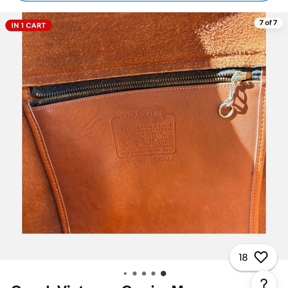 Vintage Coach tan glove leather messenger bag - Picture 6 of 6